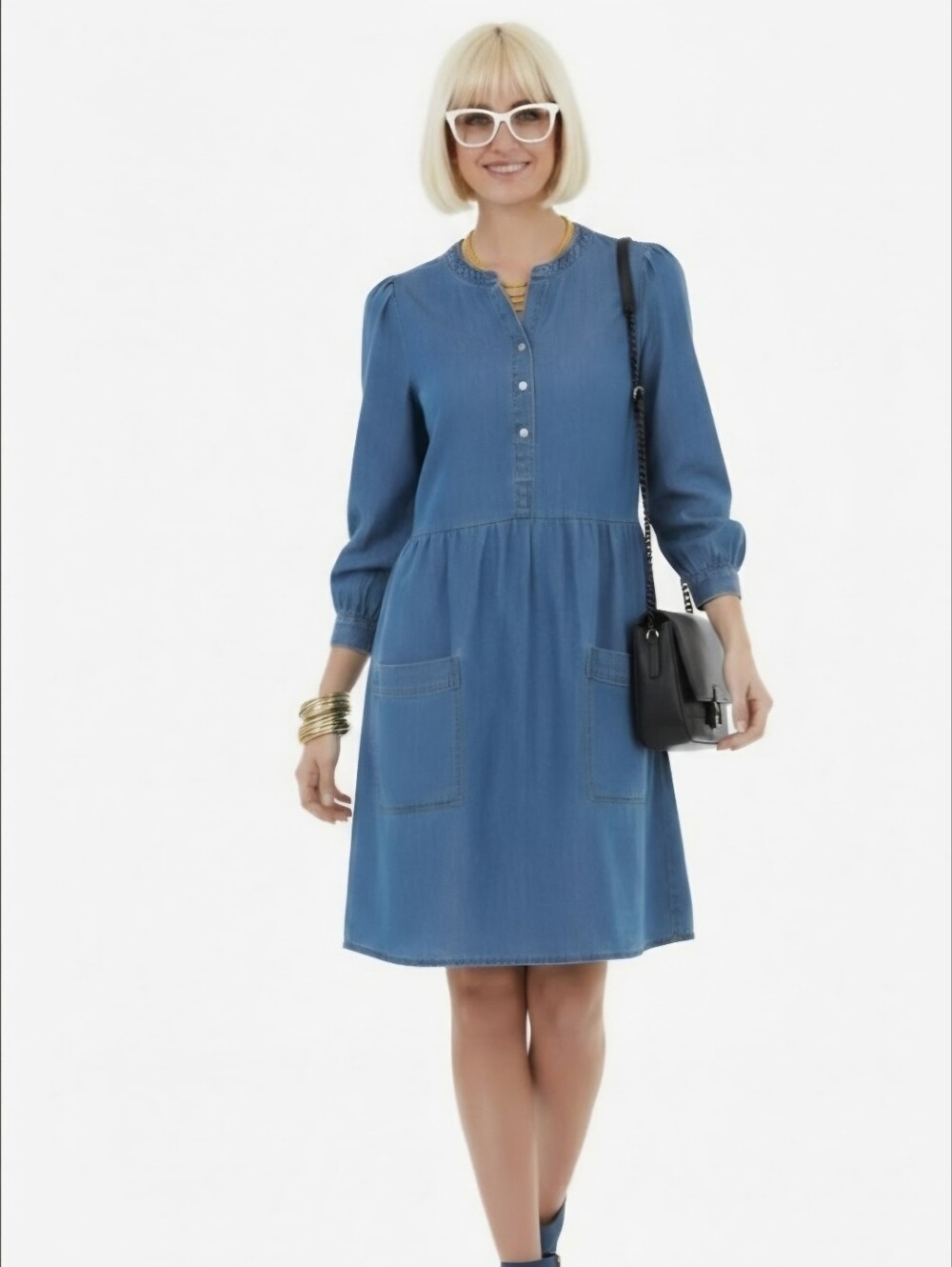 Madewell Size M Denim-Blue Buttoned Midi Dress